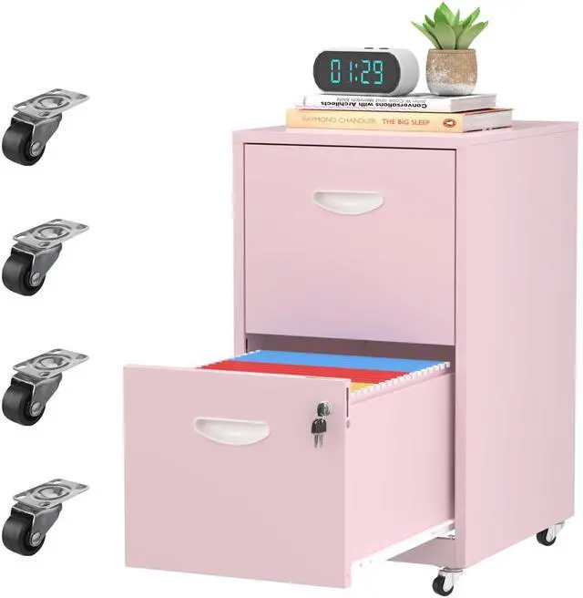 Main image of 2 Drawer Rolling File Cabinet with Lock,Filing Cabinets for Home Office,Two Drawer File Cabinet, Mobile Under Desk File Cabinets,Printer Stand with Wheels Fit Letter/A4,Assembly Required