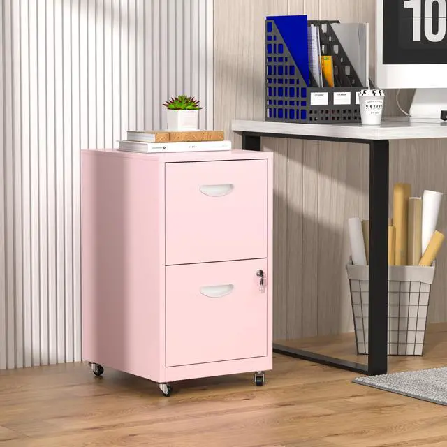 Alt view image 2 of 7 - 2 Drawer Rolling File Cabinet with Lock,Filing Cabinets for Home Office,Two Drawer File Cabinet, Mobile Under Desk File Cabinets,Printer Stand with Wheels Fit Letter/A4,Assembly Required