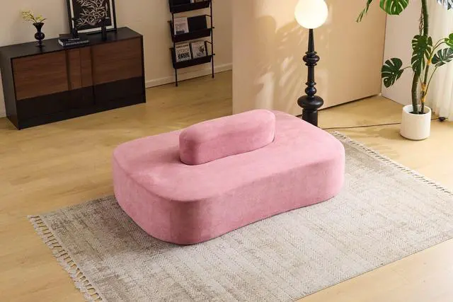 Alt view image 2 of 7 - 71.6'' Double-Sided Plush Waiting Room Bench, Fully Assembled, Seating for 4-6 People, Lobby Furniture for Beauty Salon, SPA & Office Lobby, Pink