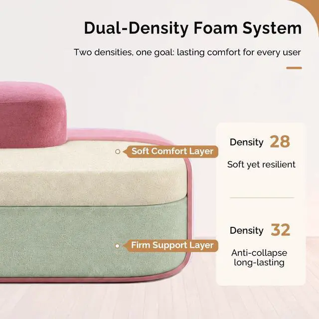 Alt view image 4 of 7 - 71.6'' Double-Sided Plush Waiting Room Bench, Fully Assembled, Seating for 4-6 People, Lobby Furniture for Beauty Salon, SPA & Office Lobby, Pink