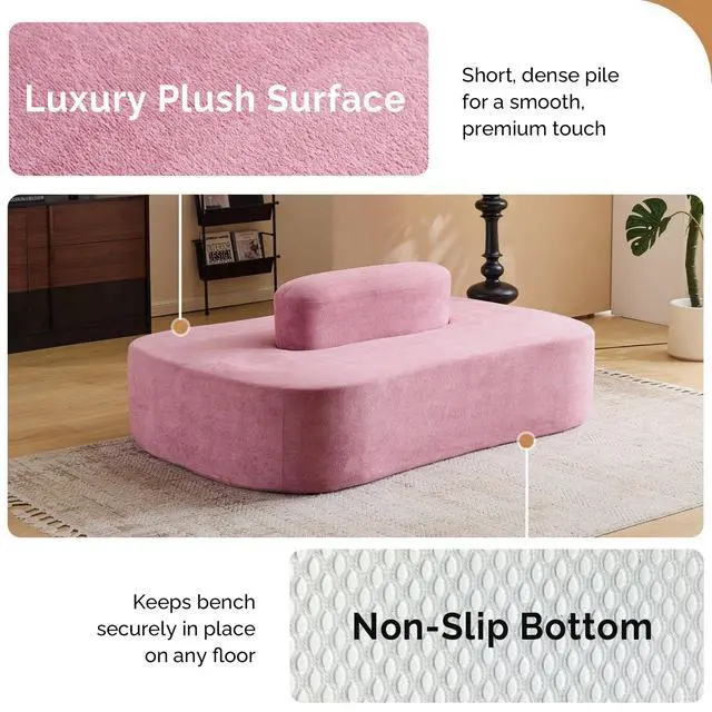Alt view image 7 of 7 - 71.6'' Double-Sided Plush Waiting Room Bench, Fully Assembled, Seating for 4-6 People, Lobby Furniture for Beauty Salon, SPA & Office Lobby, Pink