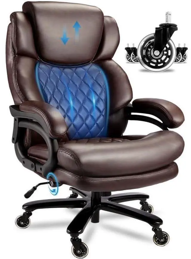 Main image of 800lbs Big and Tall Office Chair, Executive Chair with Adjustable Headrest, High Back Extra Wide Seat, Heavy Duty PU Leather for Home Office, Comfortable Large Computer Desk Chair