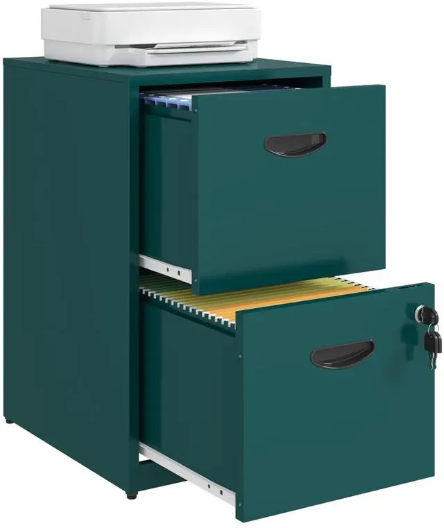 Main image of 2 Drawer File Cabinet with Lock, Metal File Cabinet for Home Office | Under Desk Small Filing Cabinet, Printer Stand, Office File Cabinets for Letters and File Boxes, Assembly Required, Green