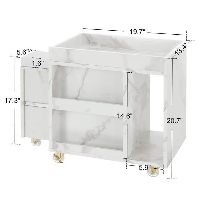 Alt view image 3 of 7 - Storage Pedicure Cart, Lockable Mobile Foot Nail Trolley2099 | Large Size, Comfort Foot Rest, Side Storage Shelf, 2-tier Storage Rack, Spacious Desktop