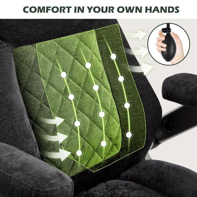 Alt view image 3 of 7 - 650lbs Big and Tall Office Chair with Thick Spring Cushion,5D Flip Arm Ergonomic Executive Office Chair Adjustable Lumbar Airbag&Extra Wide,Comfy Large Padded Heavy Duty Game Chair,Blackcloth