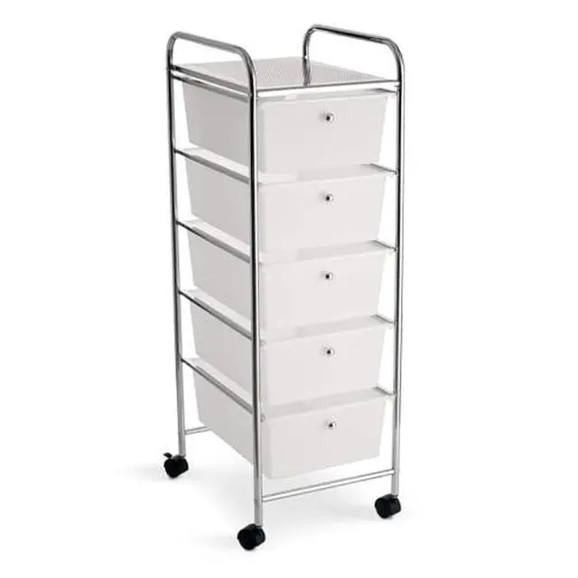 Alt view image 6 of 6 - 5 Drawer Clear Rolling Cart - Mobile Organizer with Removable Drawers, Swivel & Locking Casters, Durable Tubular Frame - 1 Set