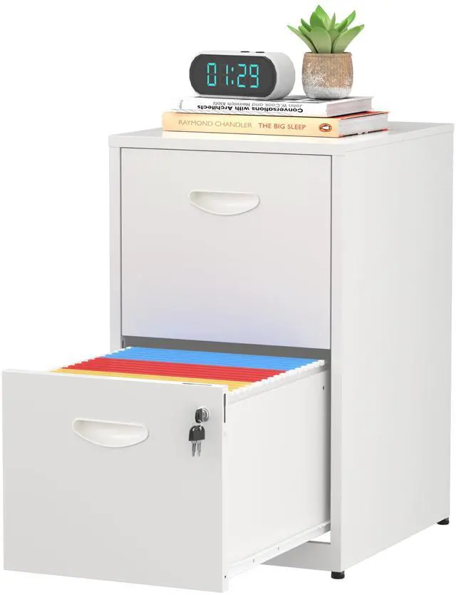 Main image of 2 Drawer File Cabinet with Lock,White Small Filing Cabinet for Home Office, Metal Vertical File Under Desk Cabinets for A4/Letter,Assembly Required