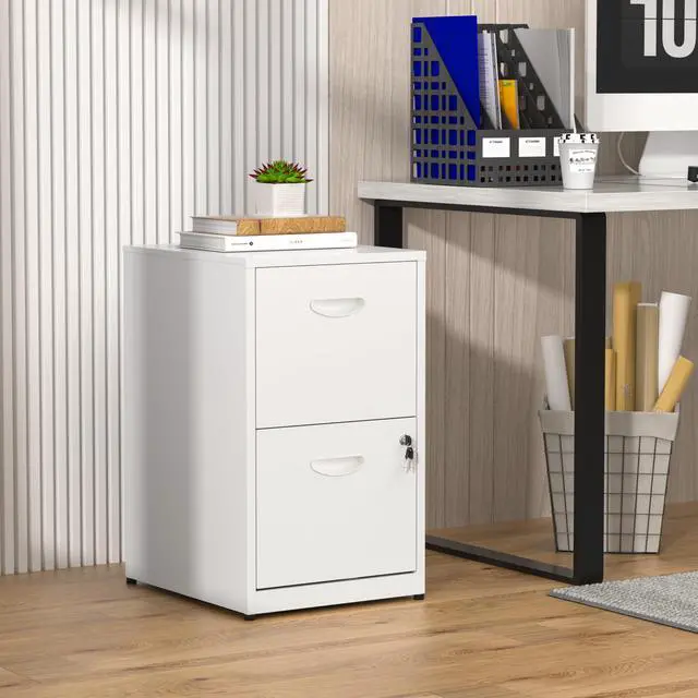 Alt view image 2 of 7 - 2 Drawer File Cabinet with Lock,White Small Filing Cabinet for Home Office, Metal Vertical File Under Desk Cabinets for A4/Letter,Assembly Required