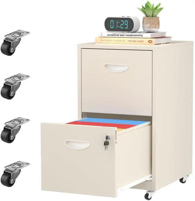 Main image of 2 Drawer Rolling File Cabinet with Lock,Filing Cabinets for Home Office,Two Drawer File Cabinet, Mobile Under Desk Cabinets,Printer Stand with Wheels Fit Letter/A4,Assembly Required