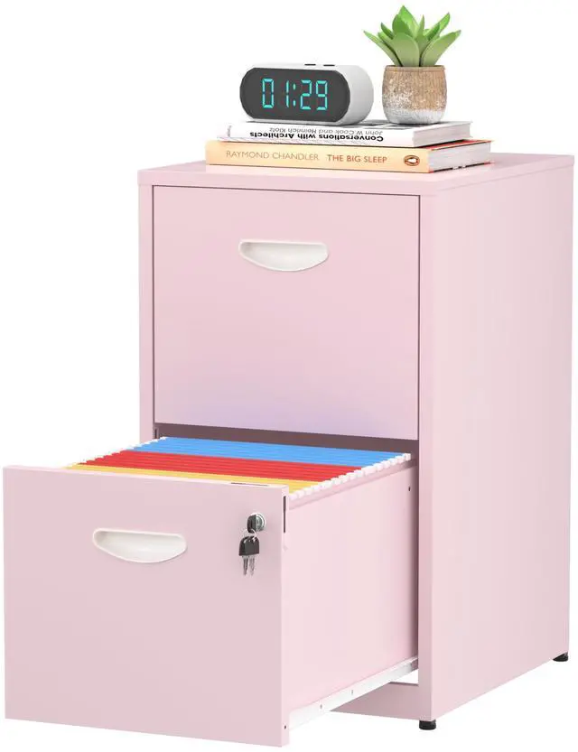 Main image of 2 Drawer File Cabinet with Lock,Small Filing Cabinet for Home Office,Metal Vertical File Under Desk Cabinets for A4/Letter,Assembly Required,Pink