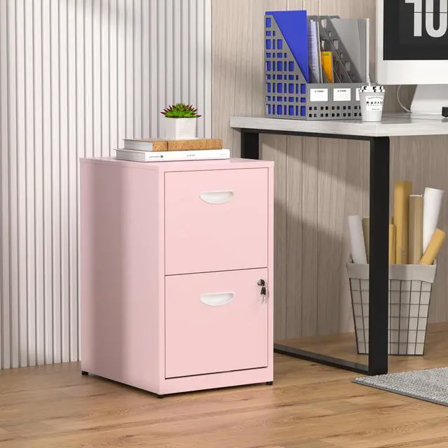 Alt view image 2 of 7 - 2 Drawer File Cabinet with Lock,Small Filing Cabinet for Home Office,Metal Vertical File Under Desk Cabinets for A4/Letter,Assembly Required,Pink