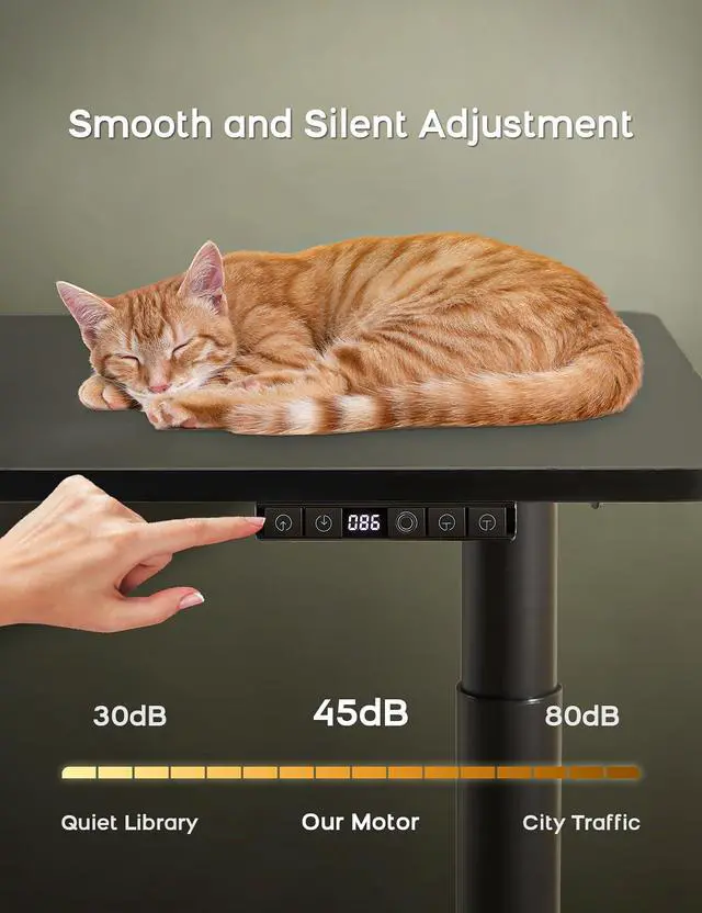 Alt view image 5 of 7 - Electric Standing Desk, Height Adjustable Desk with Round Tube Legs, 48 x 24 Inches Memory Sit Stand up Desk, Home Office Workstation (Black Desktop + Black Leg)