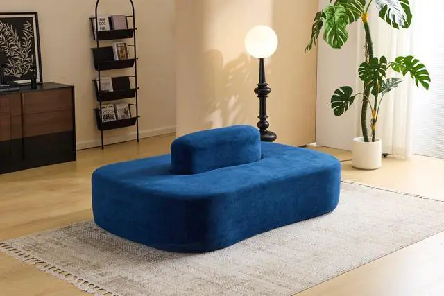 Alt view image 2 of 7 - 71.6'' Double-Sided Plush Waiting Room Bench, Fully Assembled, Seating for 4-6 People, Lobby Furniture for Beauty Salon, SPA & Office Lobby, Blue