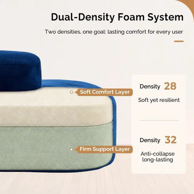 Alt view image 4 of 7 - 71.6'' Double-Sided Plush Waiting Room Bench, Fully Assembled, Seating for 4-6 People, Lobby Furniture for Beauty Salon, SPA & Office Lobby, Blue