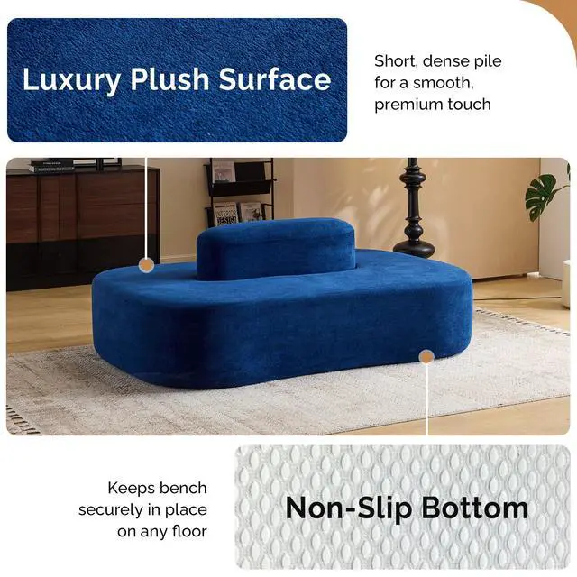 Alt view image 7 of 7 - 71.6'' Double-Sided Plush Waiting Room Bench, Fully Assembled, Seating for 4-6 People, Lobby Furniture for Beauty Salon, SPA & Office Lobby, Blue