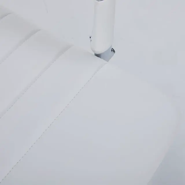 Alt view image 5 of 6 - White Leather Ribbed Office Mid-Back Desk Conference Chair with Wheels | Ergonomic Mid-Back Executive Chairs with Wheels Adjustable Swivel Computer Task Desk Chair with Arms and Thick Padded Seat