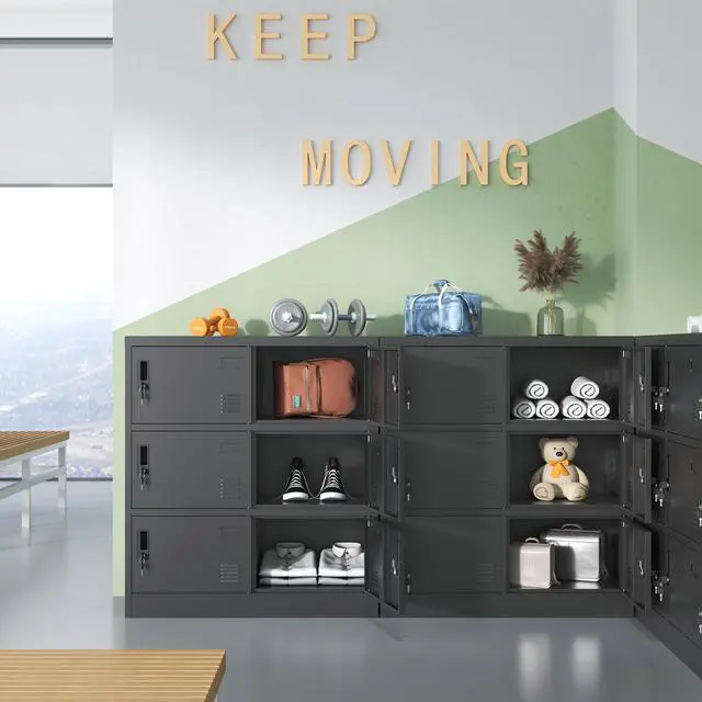 Alt view image 6 of 6 - Metal Lockers for Employees,Office Storage Locker with 6 Doors,Black | Employee Locker with Lock and Card Slot,Steel Staff Locker Storage Cabinet for Gym Home School Garage,Assembly Required