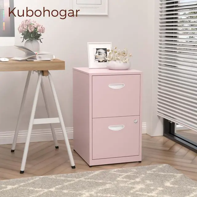 Alt view image 2 of 7 - 2 Drawer File Cabinet with Lock, Metal Filing Cabinet for Office | Small File Cabinets for Home Office, Under Desk Vertical File Cabinet Fit Hanging Files, Letter & A4 Documents