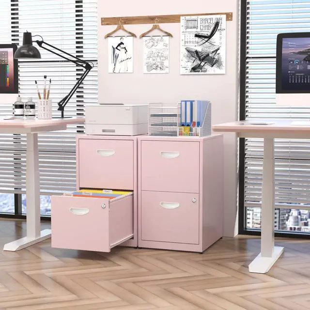Alt view image 4 of 7 - 2 Drawer File Cabinet with Lock, Metal Filing Cabinet for Office | Small File Cabinets for Home Office, Under Desk Vertical File Cabinet Fit Hanging Files, Letter & A4 Documents