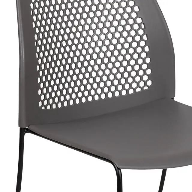 Alt view image 7 of 7 - Hercules Stack Chair with Air-Vent Back, Gray | Sled Base, Powder Coated, 661 LBS. Weight Capacity