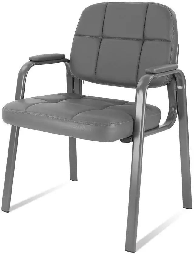 Main image of Classic Reception Chair with Padded Armrests and Sturdy Steel Frame, Ergonomic Guest Chair for Office Conference Waiting Meeting Room, Grey (1 Pack)