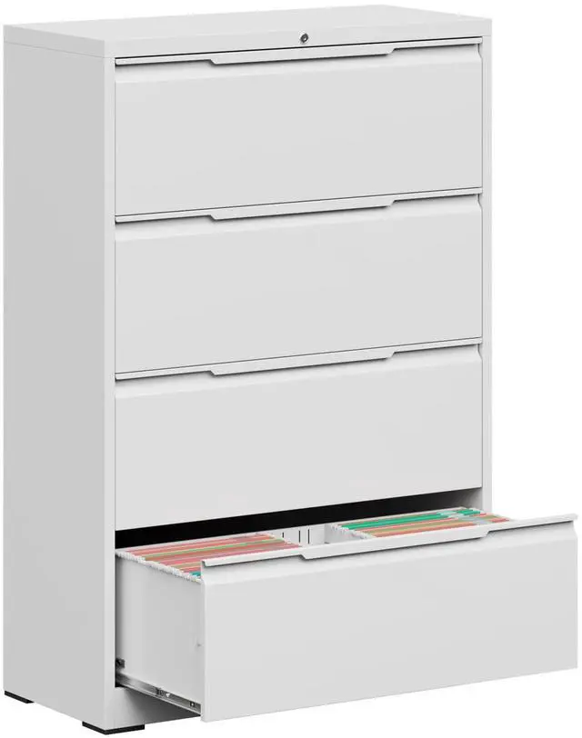 Main image of Metal File Cabinet with Lock, 4 Drawer Lateral File Cabinet | Lockable Lateral Filing Cabinet for A4/F4/Lagel/Letter Assembly required