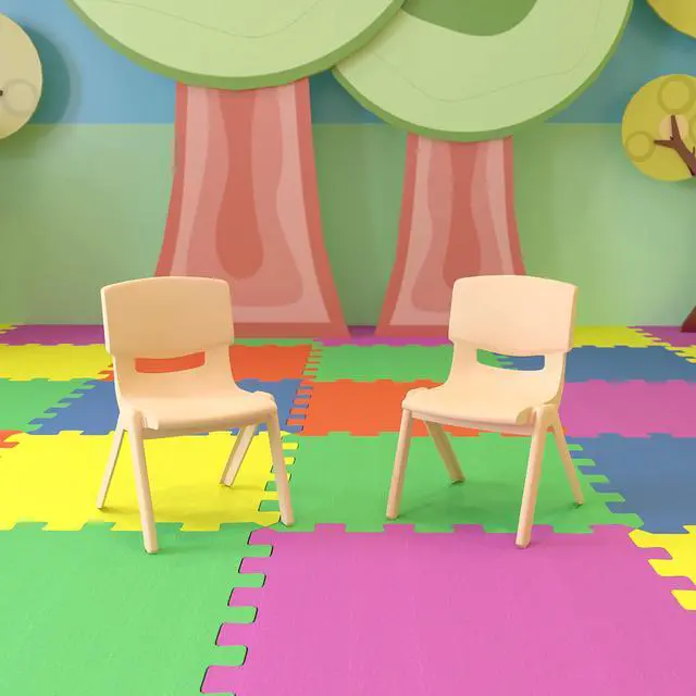 Alt view image 2 of 7 - Natural Plastic Stackable School Chair, 10.5" Seat, 2-Pack | Durable Construction, Commercial Use