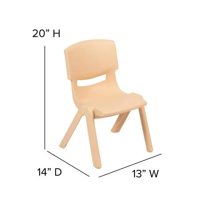 Alt view image 3 of 7 - Natural Plastic Stackable School Chair, 10.5" Seat, 2-Pack | Durable Construction, Commercial Use