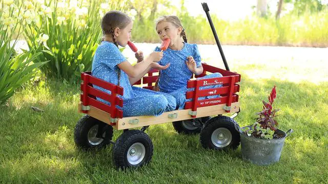 Alt view image 2 of 7 - Berlin Flyer Sport Wagon - Model F410 - Perfect Wagon for Around the Neighborhood, Campground, or Beach - Amish Made in Ohio, USA - 10" No-Flat Tires (Red)
