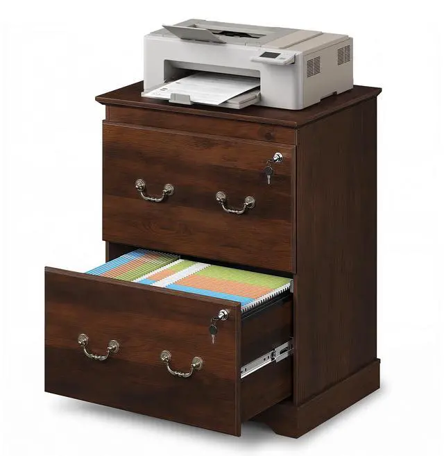 Main image of 2 Drawer File Cabinet with Lock, Lateral File Cabinet, Brown Oak | Wood Filing Cabinet for Home Office Fits A4/Letter/Legal Files. Sturdy Printer Stand with Office Storage, Under Desk Cabinet
