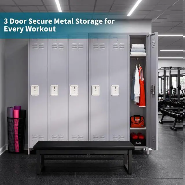 Alt view image 6 of 7 - 72" Height Metal Lockers for Employees with 3 Door,Heavy Duty | Steel Storage Locker with Card Slot for Home Office School Gym Garage,Locker with Lock for Sports,Employees,Assembly Required
