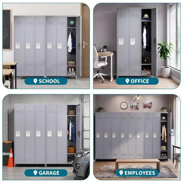 Alt view image 7 of 7 - 72" Height Metal Lockers for Employees with 3 Door,Heavy Duty | Steel Storage Locker with Card Slot for Home Office School Gym Garage,Locker with Lock for Sports,Employees,Assembly Required