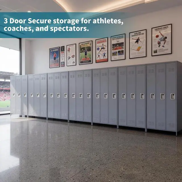Alt view image 5 of 7 - 72" Height Metal Lockers for Employees with 3 Door,Heavy Duty | Steel Storage Locker with Card Slot for Home Office School Gym Garage,Locker with Lock for Sports,Employees,Assembly Required