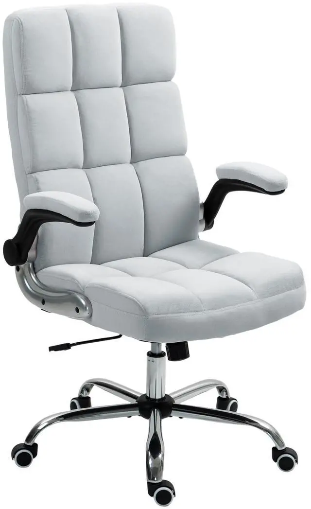 Main image of Executive Office Chair, Velvet Desk Chair, Grey, Without Footrest | High Back Computer Chair with Adjustable Tilt Angle and Flip-up Arms,Without Footrest