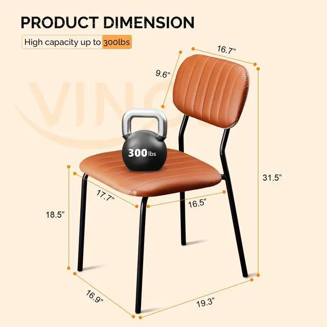Alt view image 3 of 7 - Stackable Dining Chair Set of 4, PU Padded Seat Metal Frame Stacking Chair for Home Kitchen Office Waiting Room Reception Church BanquetBrown