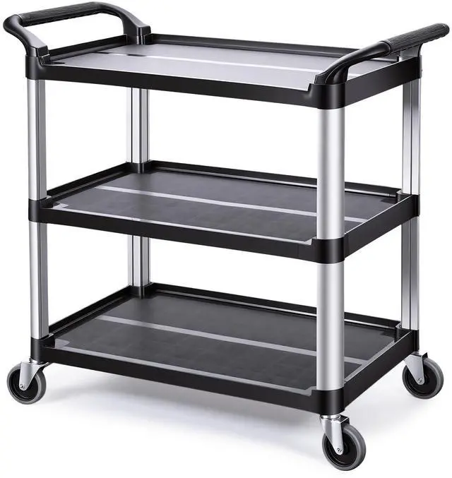 Main image of Matthew 3 Tier Rolling Utility Cart with Wheels, 440 lbs Heavy Duty Service Cart with Aluminum Frame, Durable Shelves, 37.8" x 19.7" x 37.8" for Garage, Warehouse, Kitchen and Office