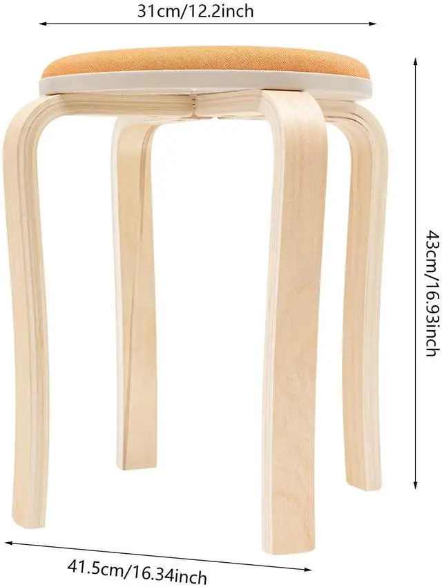 Alt view image 3 of 7 - Stackable Stools Set of 8, Upholstered Wood Stool Colorful Round Stacking Stools 17Inch Backless Nesting Stool School Chairs with Anti-Slip Foot Mats, 440Lbs Load for Kitchen, Dining Room, Classroom