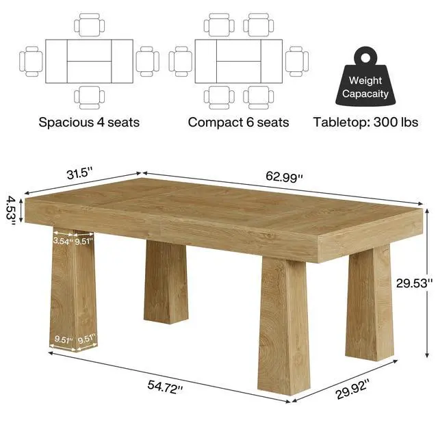 Alt view image 2 of 7 - 5 ft Conference Table, Heavy Duty Rectangular Modern Industrial Meeting Table with 4 Tapered Legs for Office, Black Workstation for Home or Business (1, Brown)