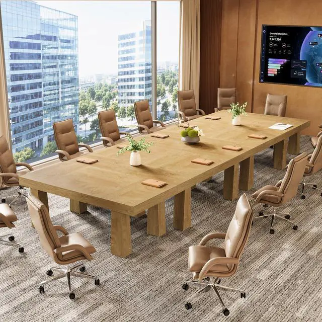 Alt view image 4 of 7 - 5 ft Conference Table, Heavy Duty Rectangular Modern Industrial Meeting Table with 4 Tapered Legs for Office, Black Workstation for Home or Business (1, Brown)
