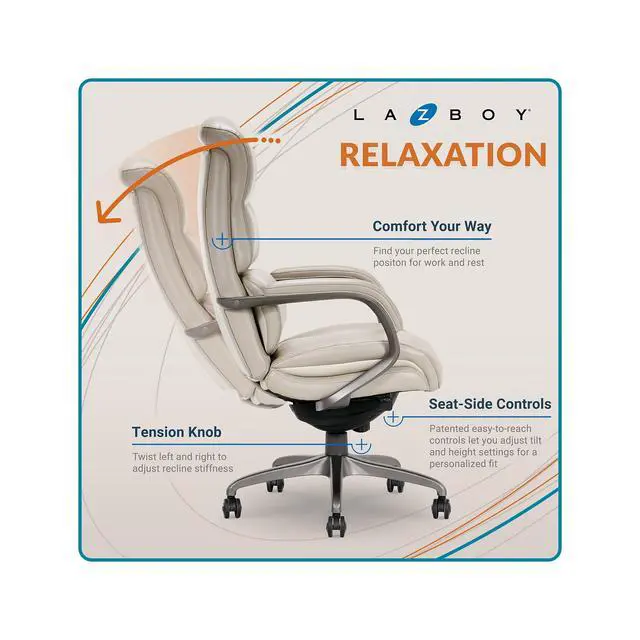 Alt view image 7 of 7 - La-Z-Boy Aberdeen Bonded Leather Executive Chair, Beige