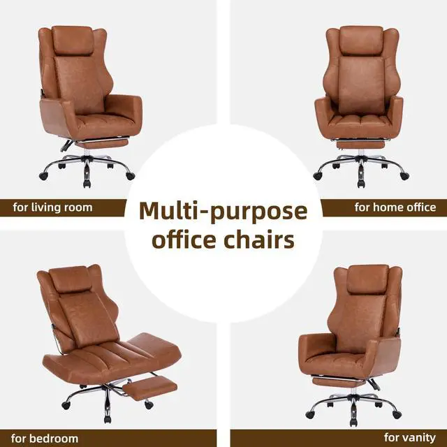 Alt view image 7 of 7 - Kneading Massage Office Chair Flip-up Armrest for Home/Office | Brown Leather,Footrest,Criss Cross,Swivel,Ergonomic,Lumbar Support, Adjustable Big and Tall Executive Desk Chair Gaming