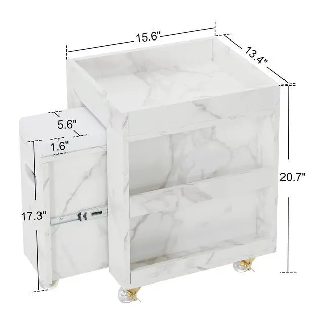 Alt view image 3 of 7 - Storage Pedicure Cart, Lockable Mobile Foot Nail Trolley 2091 | Compact Rolling Cart, with 2-tier storage rack, spacious desktop, padded footrest