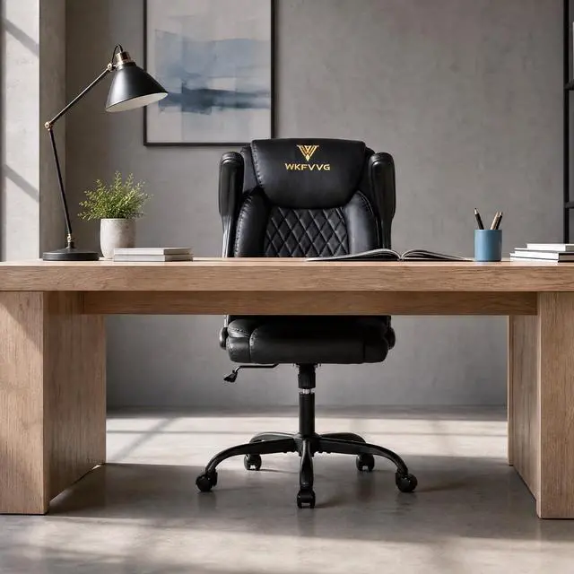 Alt view image 6 of 6 - Home Office Desk Chair, Adjustable Height Leather Office Chair,Black | Computer Chair 90°-105° Tilt, Adjustable Tilt Tension, 300lbs Swivel Computer Chair for Home Office & Gaming