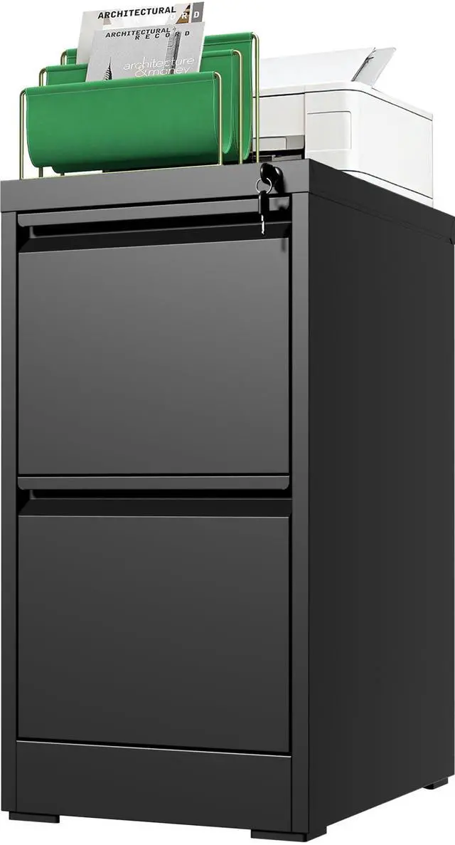 Main image of 2 Drawer File Cabinet with Lock, Vertical File Cabinet with Lock, Locking File Cabinet Hanging Files for A4/ Legal/Letter, Require Assembly, White