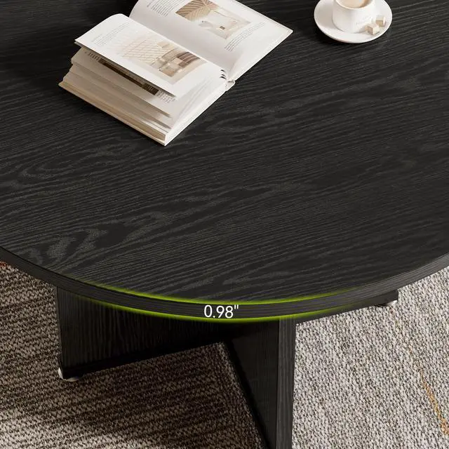 Alt view image 6 of 7 - 39-Inch Small Conference Table for 4, Round Meeting Table with X-Shape Pedestal, for Office, Conference Room, Small Spaces, Black