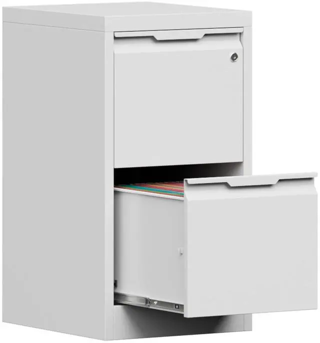 Main image of 2-Drawer Metal File Cabinet with 1 Lockable Drawer,Steel Printer Stand with Storage for Home Office,Vertical Filing Cabinet for Legal/Letter/A4 Files,Assembly Required(15''W-2 Drawers,White)