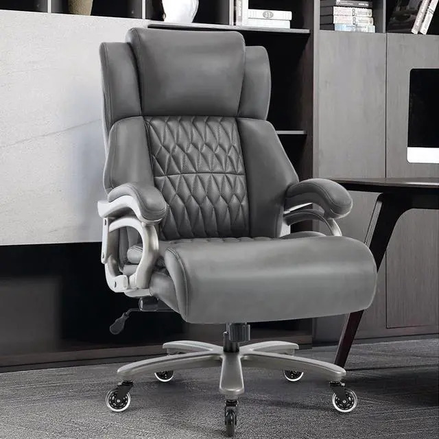 Alt view image 2 of 7 - Big and Tall Office Chair, High Back Large Executive Computer Desk Chair | Adjustable Lumbar Support, Quiet Rubber Wheels, Heavy Duty Metal Base, Ergonomic Design, Large Office Chair, 400lbs