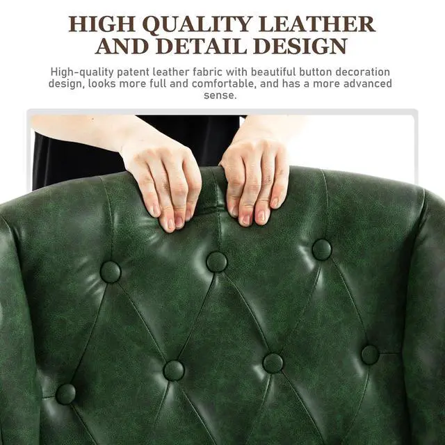 Alt view image 6 of 7 - Vintage Office Chair Executive Desk Leather Chairs for Office/Home | Ergonomic,Lumbar Support,Height Adjustable Armrest,Green,90°-110° Rocking Function,Swivel