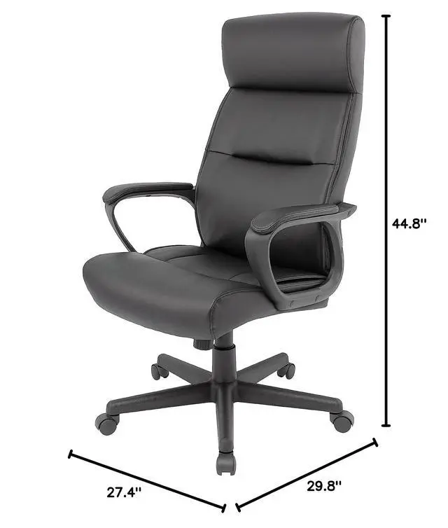 Alt view image 3 of 7 - Rutherford Ergonomic Manager & Executive Office Chair, High Back Swivel, Adjustable Height, Luxura Faux Leather, Black | Adjustable height swivel chair for executive offices and home workspaces