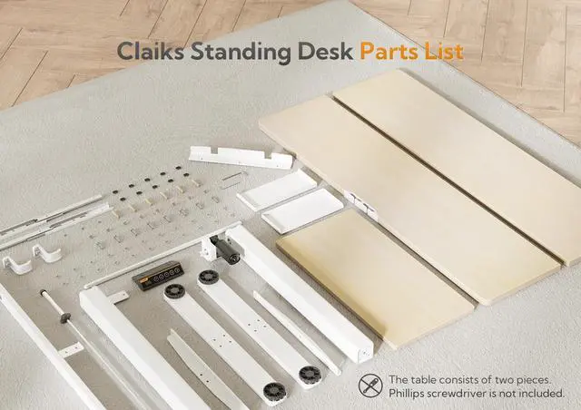 Alt view image 7 of 7 - Electric Standing Desk 48x24 Inches with Keyboard Tray Natural | Splice board, 28.3-46.5 inch height range, 3 memory presets, 45dB quiet motor, 176LBS capacity, sturdy steel frame